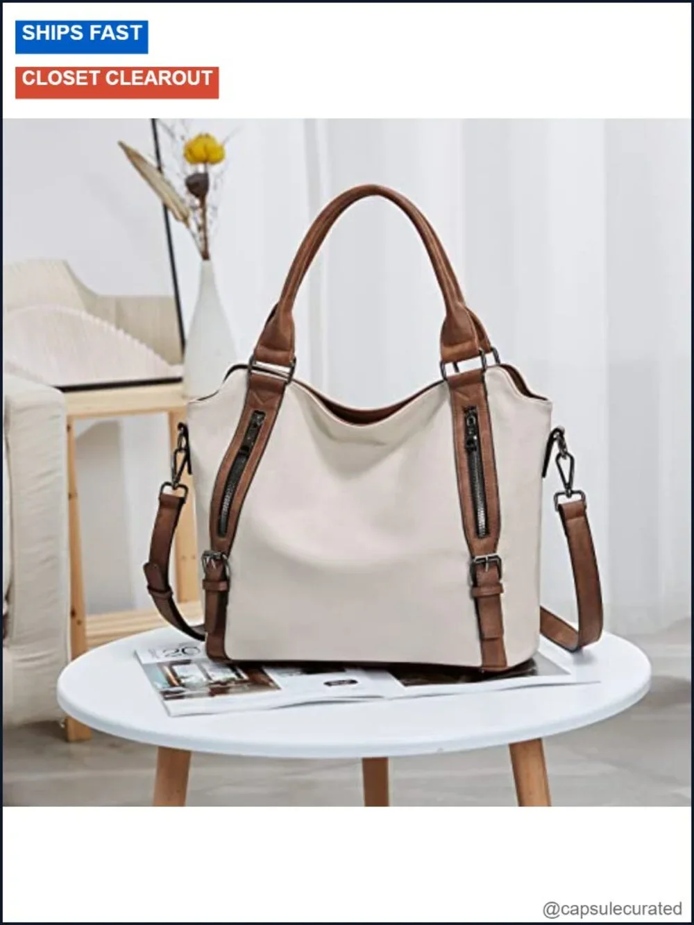 Large Hobo Bag Faux Leather Tote Water Repellent
